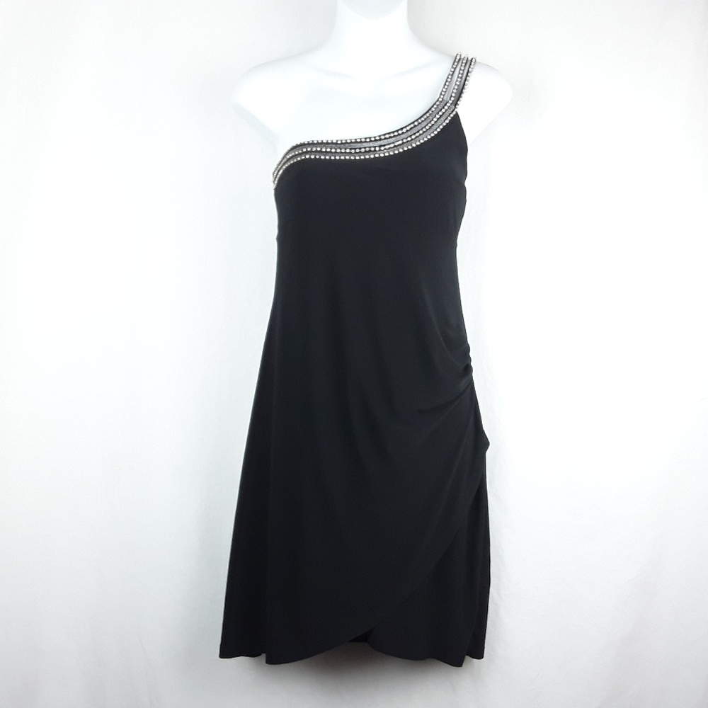 Beautiful Black Dress w/Crystal One Shoulder